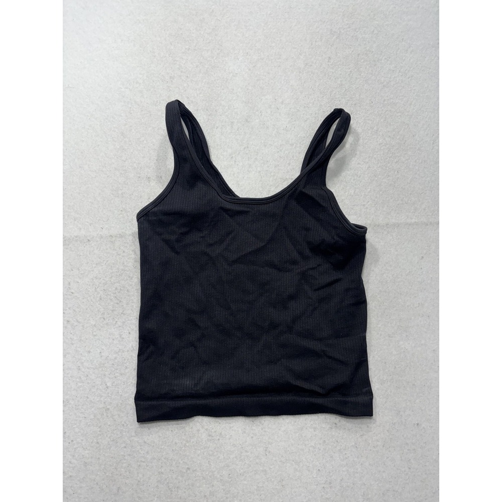 A New Day Tank Top Womens Medium Black Scoop Neck Ribbed Knit Basic Stretch